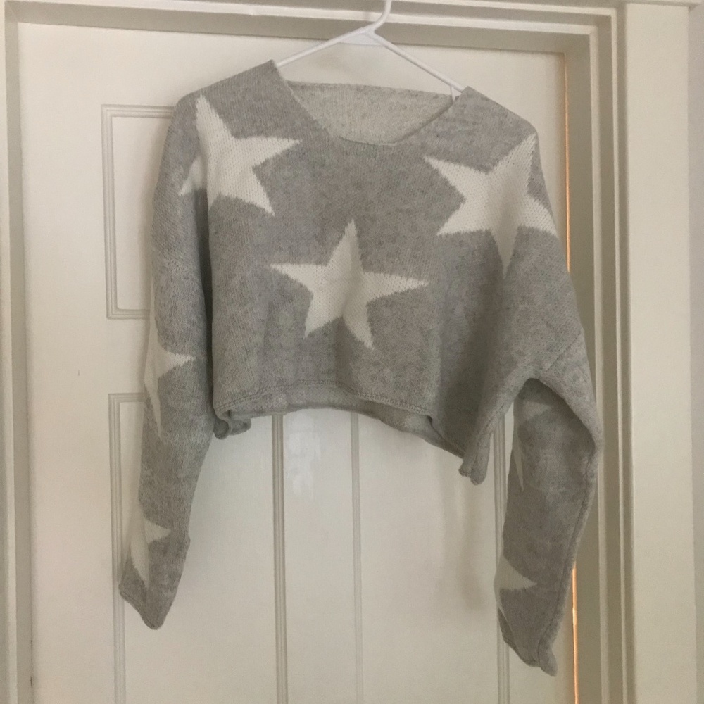 Shein star crop grey sweater